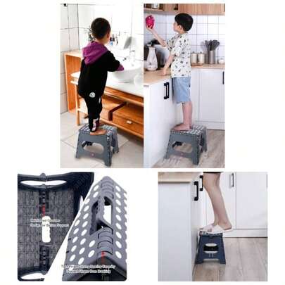 Folding Step Stool, 11 Inch Foot Stool Adults - Holds To 330 Lbs, Lightweight Foldable Step Stool With Anti - Slip Surface, Carry Handle Home Indoor Outdoor