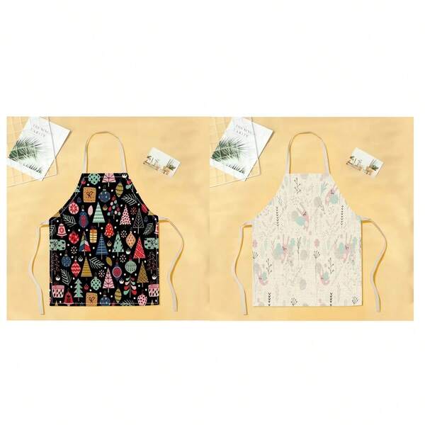 1pc Cedar Pattern Aprons, Creative, Fun And Stylish Printed Home Cleaning Aprons, Waterproof Oil And Easy To Clean Kitchen Cooking Aprons, Creative Home Apron