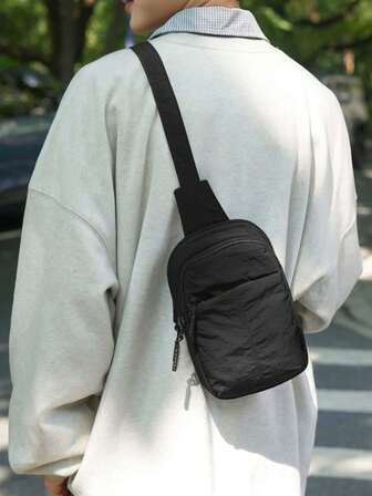 Nylon Fabric Chest Bag, Crossbody Bag, Casual And Lightweight Cycling, Multi-Layer Chest Bag, Fashionable And Unisex Pouch