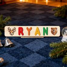 Name Puzzle, Personalized Puzzle, 1st Birthday Baby Girl, Christmas Gift, Wooden Toy, Custom Name Logo, Personalized Name Wooden Puzzle Toddler Learning Toy Block Custom Gift Preschool Early Education Toy Boy Girl Easter Christmas Christmas Birthday Gift For Kids - Rainbow Color With Stand - View 6