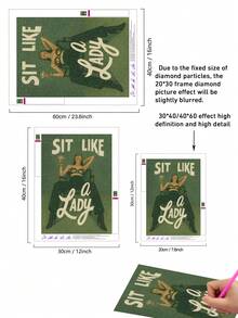 | 5D DIY钻石画 | “淑女坐姿”复古绿色人物钻石画套装。时尚慵懒人物图案高清艺术钻石画，手工装饰画，全钻马赛克工艺套装，锻炼DIY技能和专注力。 - 彩色 - 查看 4