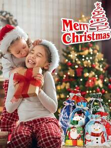 20 piezas Bolsas Navideñas, Bolsas Navideñas grandes, medianas y pequeñas con etiquetas, 10 diseños y 4 tamaños, bolsas de regalo reutilizables con cordón para fiestas navideñas, decoración, envoltorios de regalo de Navidad, cajas de regalo pequeñas, papel de regalo navideño rosa