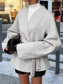 Vaiaye Women's Solid Color Wool Felt Jacket, Suitable For New Year And Thanksgiving - Apricot - View 9
