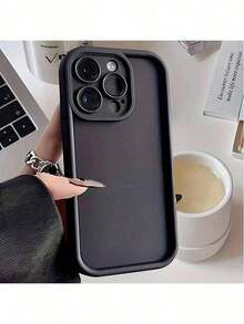 Funda de Teléfono de Color Sólido de Lujo a Prueba de Golpes Compatible con Apple 15, 14, 13, 12, 11 Pro Max, 14, 15 Plus, con Protección de Cámara y Cobertura de Accesorios. Funda resistente con diseños únicos - Negro - Ver 2