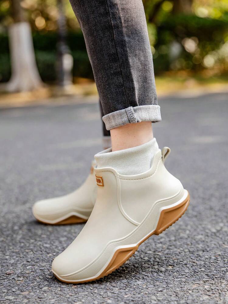 Unisex Ankle Boots, Waterproof Snow Boots With Thermal Lined, Warm And Casual For Kitchen, Work, Outdoor, Fishing, Commuting, Car Washing, Waterproof Rubber Shoes - Apricot (choose Two Sizes Larger) - View 5