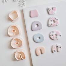 Irregular Geometric Donut Shape Polymer Clay Earring Cutters Minimalist Abstract Dangle Clay Cutting Moulds DIY Clay Pendant Necklace Jewelry Making Tools Sharp Edged 3D Printed Boho Clay Supplies - Beige - View 8