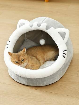 1 st bekvämt kattbo, sött katthus, halvslutet kattbädd, mysig liggunderlag, lämplig för små/medelstora/stora katter, alla årstider
