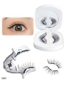 1对磁性假睫毛，采用量子磁铁，柔软舒适，适合初学者，可重复使用，打造自然妆效，超长款 - 自然纖長款 - 查看 1
