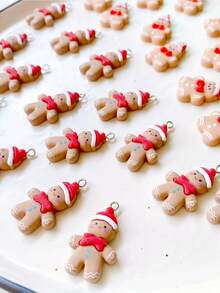10pcs Resin Gingerbread Charms Christmas Pendant For DIY Jewelry Making DIY Necklace Bracelet Earrings Key Chain Accessories,Little Ginger Man Pendant With A Hat,Jewelry Decorations - Multicolor - View 1