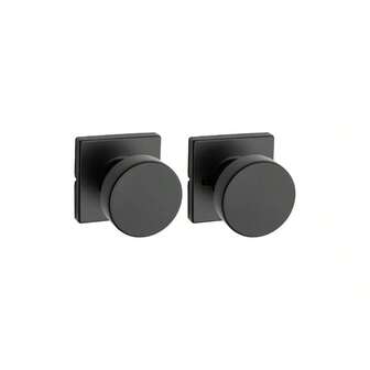 Pismo Passage Door Knob, Non - Locking Stylish Door Handle Interior Hallway And Closet Doors, With Square And Microban In Matte Black
