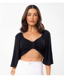 Women's Top Blouse With Bow Effect Rovitex Black - 黑色 - 查看 2