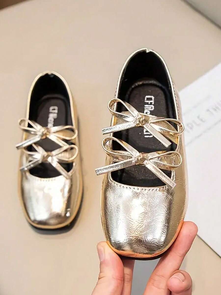 2026 Popular Girls' Princess Shoes, Spring/Summer/Autumn Children's Shoes, Girls' Casual Mary Jane Flat Shoes, Student Dance/Performance/Ballet Shoes, Back To School Girls' Casual Shoes Suitable For Toddlers & Little Kids, Recommend Ordering One Size Up For Wide Or Feet - Gold - View 1