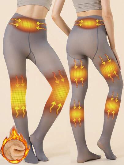 Women Fleece Lined Thermal Leggings High Waist Pantyhose Tights Pants Stockings Winter Warm Thick Panty Hose High Elasticity Footed Soft & Stretrchy