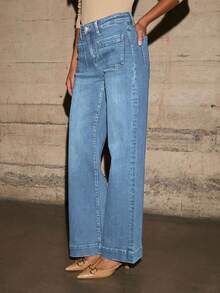 Vintage Distressed Color, Loose Flared Leg Cut, Comfortable Denim Fabric, Practical Multi-Pocket Design, Excellent Sewing Craftsmanship, Easily Adjusts Leg Shape, Elongating And Slimming, Suitable For Work Commute, Casual Daily Wear, Creates A Fashionable Look With Retro Elegance And Casual Comfort. Y1136