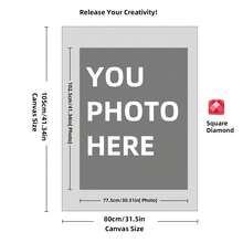 Kit di pittura a diamante personalizzata su misura per adulti, fai da te 5D, arte con punti a forma rotonda/quadrata, con foto, testo e disegno personalizzato, in varie dimensioni (20x25cm), decorazione personalizzata per la casa (Punti rotondi, 30x40cm), kit per adulti, decorazione con pittura a diamanti 5D