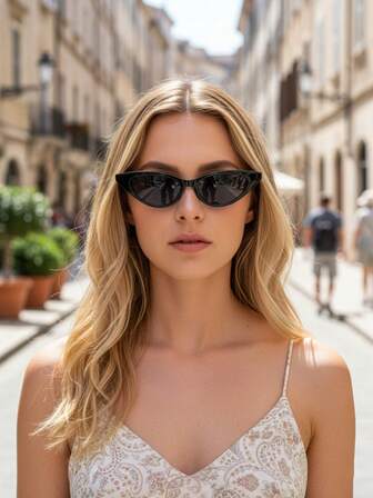 1pc Cat Eye Small Frame Women Fashion Fashion Glasses, Suitable For Daily Wear