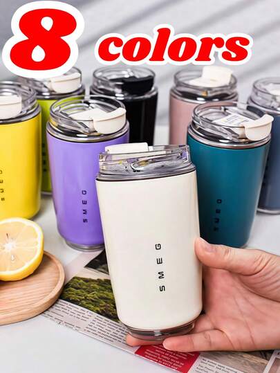 1pc NEW Office Beverage Cup Travel Portable Drinking Cup,304 Stainless Steel High-End Portable Coffee Cup Insulated Cup,Hot And Cold Dual-Use Insulated Cup, Couple Cup, Stainless Steel Vacuum Car Leak Proof Handle Coffee Vacuum Cup Thermal Insulation Cooling Cup
