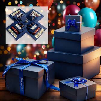 1 Set Of DIY Five Layer Blue Gift Box Birthday Gift Box Surprise Box Candy Wedding Birthday Surprise Box