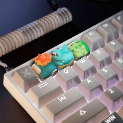 pokemon 3D Printed Mechanical Keyboard Keycaps: Cyndaquil, Totodile, Chikorita Second Generation Starter Pokémon Keycaps Christmas Gift