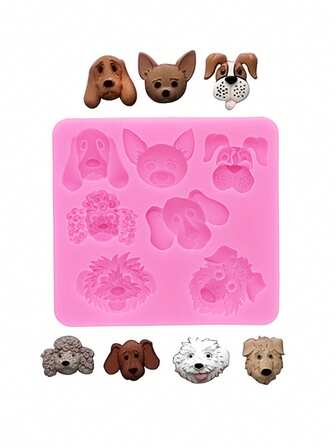 1pc Pink Liquid Silicone Dog Head Shaped Mold, Suitable For Making Dog Resin Jewelry Accessories, Shoe Decorations, Headpieces, Bags And Other Decorative Accessories