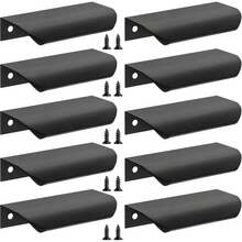 Black Edge Cabinet Handles, Kitchen Cabinet Handles, Drawer Handles, Modern Aluminum Hidden Pull Handles, Suitable For Wardrobe Doors, Matte Black - Black - View 11