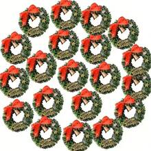 Mini Weihnachtskränze mit goldener Glocke, Puppenhaus Miniatur Weihnachtsbaum Dekoration, künstliche Kränze und Ornamente für Baum, Winterurlaub Heim Dekoration