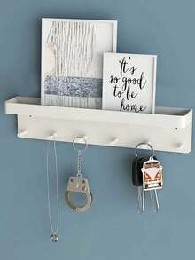 Punch-Free Kitchen Storage Rack, Bathroom Storage Rack, Behind-The-Door Keychain, Clothes Hanger, Small Item Storage Rack - Multi-Slot Entry Storage Rack, Suitable For Keys, Glasses And Small Items, Durable Plastic Black Smooth Surface, Easy Installation Modern Home Decoration, Non-Marking And Non-Damaging Wall Sticker