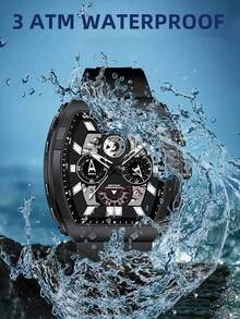 BIDEN 1件装时尚多功能男士计时腕表，防水，日期显示，夜光，男士运动腕表 - 黑色 - 查看 5