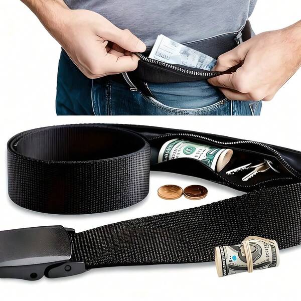 Versteckter Sicherheits-Reisegürtel-Geldbeutel. Dieser robuste und zuverlässige versteckte Gürtel-Geldbeutel ist ein Muss für Reisende, Outdoor-Enthusiasten und alle, denen Sicherheit wichtig ist. Reise- und Outdoor-Essentiell