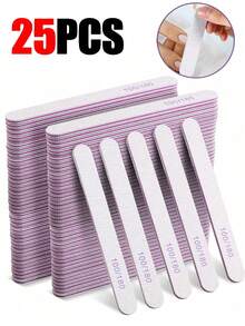 20pcs Professional Nail Files, 100/180 Grit, Double-Sided Reusable, Purple Striped Design, Suitable For Acrylic Nails - Ideal For Home And Salon Use, Manicure Supplies - Mauve Purple - View 14