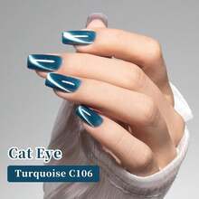 Glass Cat Eye Gel Nail Polish, 0.5 Fl Oz HEMA & TPO Free Turquoise Blue Holographic Glitter Shimmer Magnetic Gel Polish With Magnet Soak Off UV LED Nail Art Design Manicure Salon{Inchcolor_nameinch:InchCatEye-JellyGlassTurquoiseinch} - CatEye-JellyGlassTurquoise - Xem 4