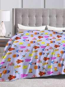 Plim Plim Blanket  Cartoon Printed Flannel Blanket - Ultra Soft Anime Themed Gift For Birthday & Christmas Celebrations Boy And Girl - Black - View 3