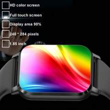 1.85 Inch Square Unisex Smart Watch, Full Touch Screen Sports Smartwatch, Fitness Tracking, Wireless Call, LED Flashlight, Multiple Sport Modes, Music Control, Information Push, Remote Camera, Compatible With Android & IOS - Black - View 5