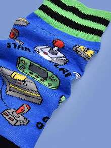 1/3/5 pares de calcetines de media caña con tema de juegos retro para hombres, suaves, absorbentes de sudor, resistentes al olor, regalo divertido, uso diario, adecuados para verano y otoño - Multicolor - Ver 4