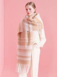 1pc Fluffy Maillard Fashionable Cozy Scarf, Warm And Windproof, Suitable For Daily, Commuting, Outdoor, Home, Travel, Gifting, Versatile Women Accessory, Autumn/Winter