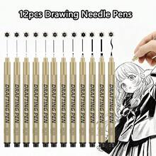 12支/套 细线笔，艺术动漫绘画素描笔，防水 - 彩色 - 查看 3