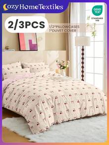 2/3 pièces Ensemble de housse de couette à impression numérique, literie, ensemble de literie douillet et respirant, peau-friendly et confortable, ensemble de housse de couette, doux et anti-boulochage, textile d'ameublement, décoration de chambre, 1 housse de couette et 1/2 taies d'oreiller, le noyau de couette n'est pas inclus, convient pour les lits de tailles Twin, Full, King, Queen, adapté à toutes les saisons, Oeko-Tex