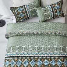 3 Pieces Green Striped Quilt Set Queen King California King Size Boho Bedspread Coverlet Bed Set With Two Pillow Covers,Soft Lightweight Microfiber Floral Pattern, Fall Home Bed Room Decor ,Wedding Items,Valentines Day Home Bed Room Decor,Mothers Day Gift,All Season - XANH LÁ CÂY01 - Xem 4