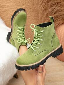 Women's Fashion Chelsea Boots, Versatile Low Heel Ankle Boots, Thick Sole Mid-Heel Ankle Boots, Outdoor Street Style High Heel Lace-Up Boots, Personalized Motorcycle Boots