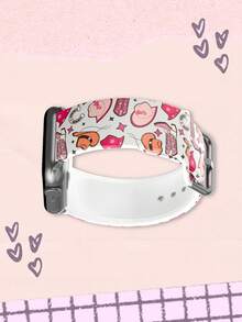 1pc Minimalist Pink Denim Element Pattern TPU Watch Band Compatible With 38/40/41/42/44/45/49mm Ultra/SE/9/10/8/7/6/5/4/3/2/1 - Multicolor - View 4