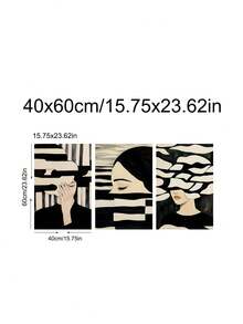 3 件现代超现实肖像画黑色和奶油色抽象墙壁艺术，复古抽象条纹女人墙壁海报，卧室装饰，客厅装饰，办公室装饰，厨房装饰，宿舍装饰，送给朋友的理想礼物，墙壁艺术，墙壁装饰，家居装饰，房间装饰，帆布墙壁艺术，海报，带框架的墙壁艺术，可选框架 - 彩色 - 查看 14