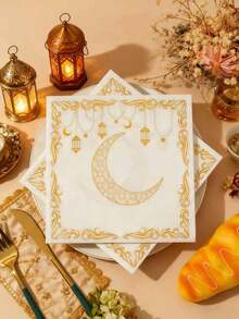 20张斋月主题一次性纸巾 - 双层纸巾 - 非常适合斋月派对和节日餐桌装饰，33.02厘米见方，适用于厨房和餐厅，斋月装饰