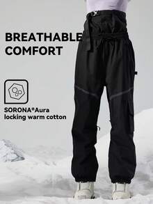 VECTOR MOTION 男女通用反光带滑雪裤，防水、耐磨、防风、保暖、透气、保暖内衬，适合户外活动，搭配单板或双板滑雪装备滑雪服