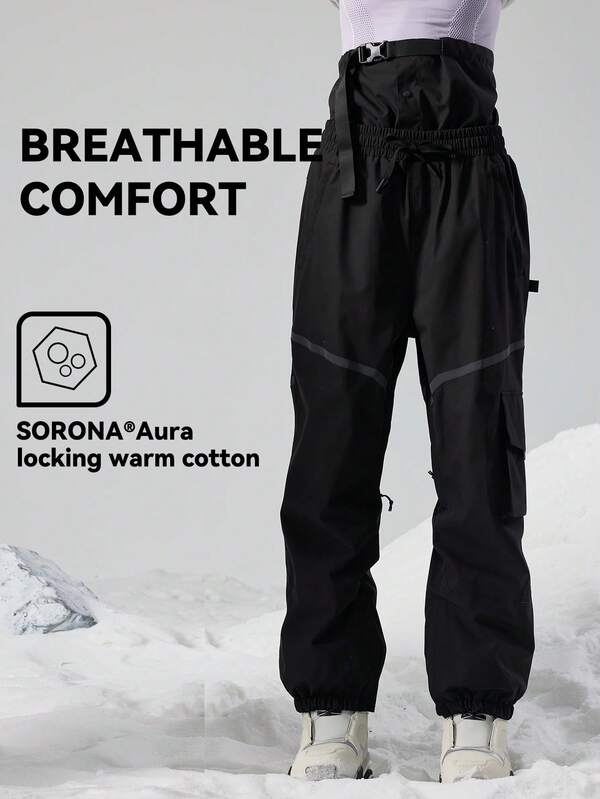 VECTOR MOTION Reflective Leg Ski Pants, Unisex, Waterproof, Wear-Resistant, Windproof, Warm, Breathable, Thermal Lined, Outdoor Single-Double Board Skiing Gear Ski Outfits