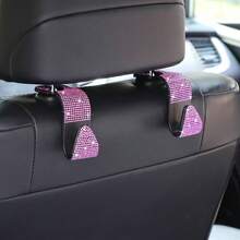 2pcs Rhinestone Car Seat Back Hooks, Creative Invisible Hooks For Hanging Accessories - 2pcs - View 2