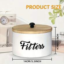 1 Farmhouse Style White/Black ,Coffee Filter Storage Box - Wooden Storage Container Basket, Suitable For Countertop Use - Coffee Bar Accessories, Stationery Organizer, With Rural Charm Decoration - White 1 Piece - View 2