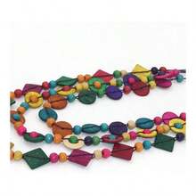SEWACC Bohemian Shell Necklace Wood Beads Chunky Layered Necklace Handmade Long Beaded Necklace For Women - With Color - View 6