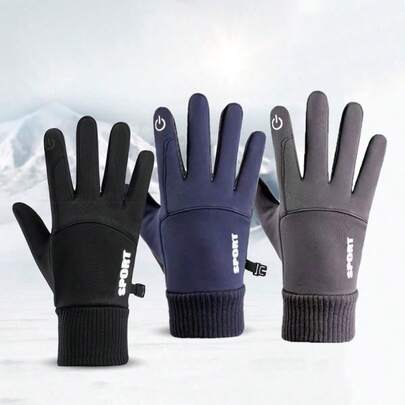 1 Pair Touchscreen Gloves, Warm Thermal Lined, Windproof, Water-Resistant For Men & Women, Suitable For Cycling, Driving, Motorcycle, Outdoor In Winter