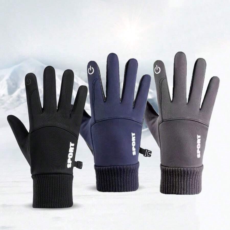 1 Pair Touchscreen Gloves, Warm Thermal Lined, Windproof, Water-Resistant For Men & Women, Suitable For Cycling, Driving, Motorcycle, Outdoor In Winter