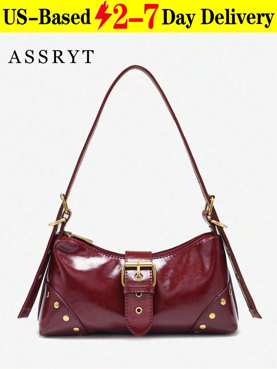 [US-Based Shipping]1pc Women's Retro Red Wasteland Soft Distressed Leather Leopard Print Motorcycle Bag With Rivets & Buckle Decor, Suitable For Work, Commute, Date, Party - Shoulder/Underarm Bag, Baguette Style, Y2k Bag, Gothic Punk Bag For Women, 2000s Fashion Style Bag For Women, Vintage Bag For Women, Halloween Purse Perfect For Fancy Party Halloween Fashion & Gothic Fashion,Women's Fall Clothing Winter Clothing Christmas Halloween Gift Pumpkin Skeleton Fall Spider Autumn Velvet Furry Party Fuzzy Plush,Women's Studded Y2k Purse Rivet Hobo Purse Punk Leather Shoulder Bag With Buckle,Bags Purses And Bags Women Tote Bag Bags For Women Tote Bags Beach Bag Crossbody Bags For Women Carteras Para Mujer Brown Purse Bolsos Para Mujer Wallet Tote Bags For Women Purses For Women Handbags For Women Mini Pink Purse Leopard Print Crossbody Bag - 酒紅色 - 查看 1